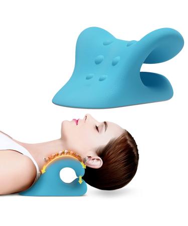 Neck Stretcher and Shoulder Relaxer Elastic Gentle Therapy Pillow with Shiatsu Massage, Cervical Traction Device for TMJ Pain Relief Headache Muscle Tension Spine