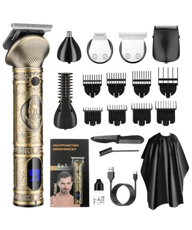 Zesuti Beard Trimmer for Men Professional Beard Grooming & Shaving Kit for Hair Nose Mustache Face Body Cordless All in 1 Mens Hair Clipper and Beard Trimming Kit Bronze