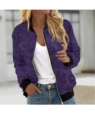 oelaio Women's Fashion Long Sleeve Halloween Zipper Print Outing Causal Coat Cardigan Purple Large - Buy Online on GoSupps.com