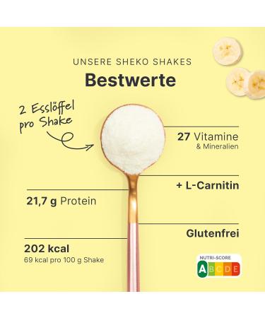 Sheko Banana Meal Shake | 25 Creamy Low-Calorie Shakes | Gluten-Free & Naturally Delicious | 450g Pack for Weight Loss - Buy Online on GoSupps.com