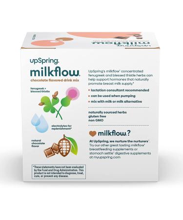 UpSpring MilkFlow Fenugreek & Blessed Thistle Chocolate Supplement | 16 Packets (15g Each) - Boost Milk Supply - Buy Online on GoSupps.com