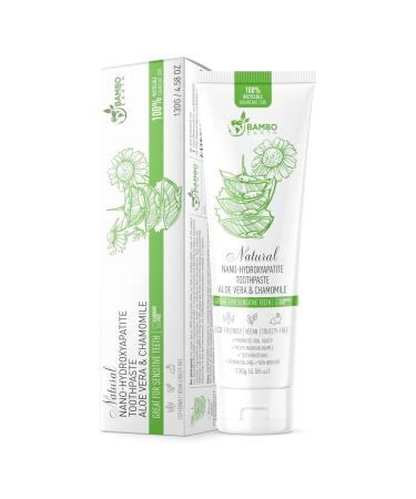Natural Fluoride Free Toothpaste - Nano Hydroxyapatite Remineralizing Sensitive Teeth Whitening & Zero Waste Tube - Dentist Recommended for Adult & Kids Oral Aloe Vera & Chamomile (Single Aloe) 1 Pack Aloe
