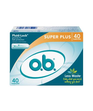 o.b. Applicator Free Digital Tampons, Super Plus - 40 Count, saSAXDS Super Plus Absorbency