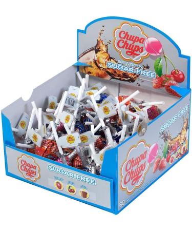 Chupa Chups Party Sweets - Sugar Free Assorted Box of Lollipops (100 Lollies In 3 Flavours) Boxed Treatz - Buy Online on GoSupps.com