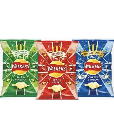 Walkers Variety Box Crisps 60 Pack Cheese & Onion Ready Salted Salt & Vinegar - Buy Online on GoSupps.com