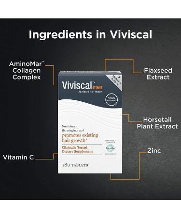 Viviscal Men's Hair Growth Supplements | Clinically Proven, Proprietary Collagen Complex | 180 Tablets - 3 Month Supply - Buy Online on GoSupps.com