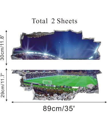 ANHUIB Large 3D Football Stadium Wall Sticker - Boys Bedroom Decor - Soccer Sport Wall Decals for Kids Room - Blue - Buy Online on GoSupps.com