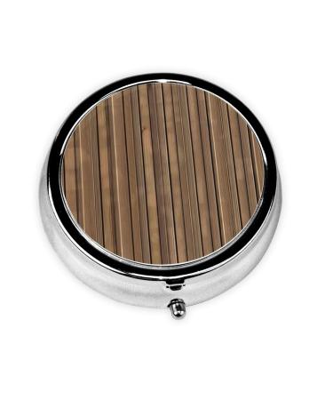 Solid Wood Patternround Pill Box 3 Compartment Round Pill Box Organizer &Portable Travel Pill Box for Traveling.