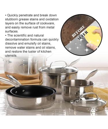 Cookware Cleaner - Polishing Stainless Steel Pan Cleaner Quick Oven Cleaner Fast Kitchen Supplies for Stubborn Rust Stains Household Hard Water Deposits Rowces 100g Set - Buy Online on GoSupps.com