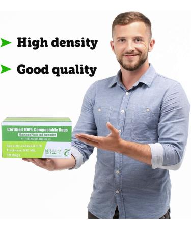 Primode 100% Compostable Trash Bags 13 Gallon | Certified BPI & TUV | 30 Count Tall Kitchen Food Waste Bags | Extra Thick 0.87 | Eco-Friendly Compost Bags - Buy Online on GoSupps.com