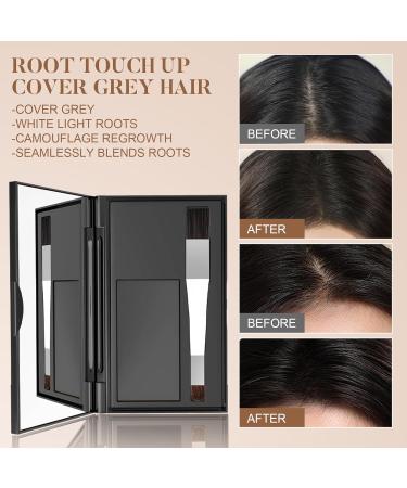 Root Cover Up Natural Looking Root Touch Up Powder Quick and Easy Hairline Shadow Powder with Brush and Mirrored Compact Root Cover Up Instantly Hairline (Black) - Buy Online on GoSupps.com