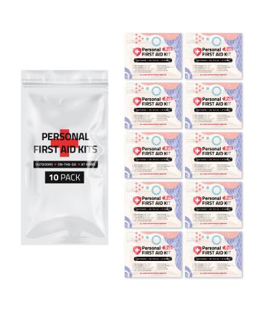 First Aid Emergency Medical Kit Mini and Travel Size - 10 Pack | Great for Kids Schools Business Hiking Camping | Wound Care Products (Abstract)