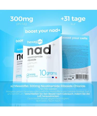 NAD+ Nicotinamide Riboside Chloride - Pure 10g Powder for Energy & Vitality - Pharmaceutical Quality - 31-Day Cure - Made in France - International Shipping - Buy Online on GoSupps.com
