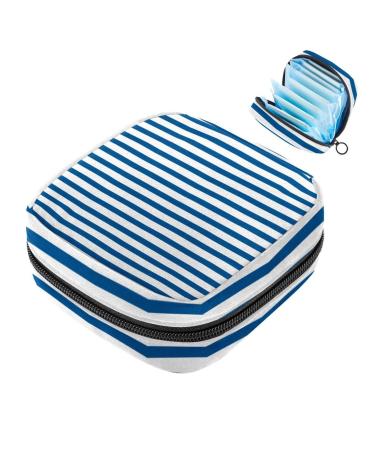 Women bands storage bag menstrual cup pocket girl travel big capacity make-up ladies bandage organizer blue and white stripes