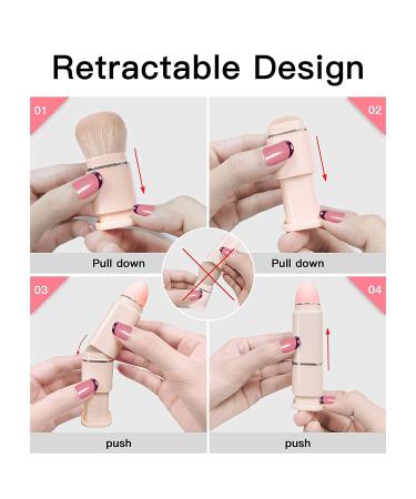 8-in-1 Retractable Makeup Brush Set | Travel Size Loose Powder, Angled, Eyeshadow, Beauty Sponge, Foundation & Lip Brushes | Portable Pink Set - Buy Online on GoSupps.com