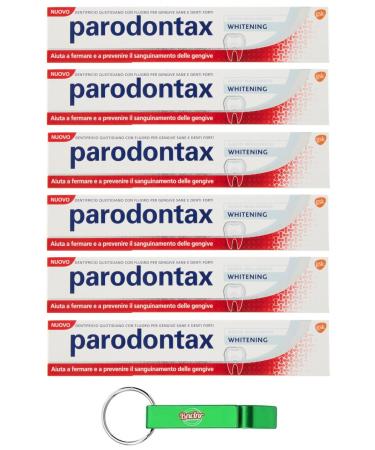 6x parodontax dentifricio whitening toothpaste for healthy gums and strong teeth 75ml + Beni Culinari Free keychain
