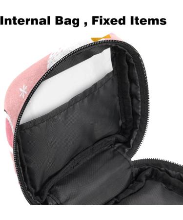 Women's Binding Pocket Bag - Cute White Rabbits & Flowers - Pink Tampon Storage & Zip Pockets - Multi-use Menstrual Ties Bag - Buy Online on GoSupps.com