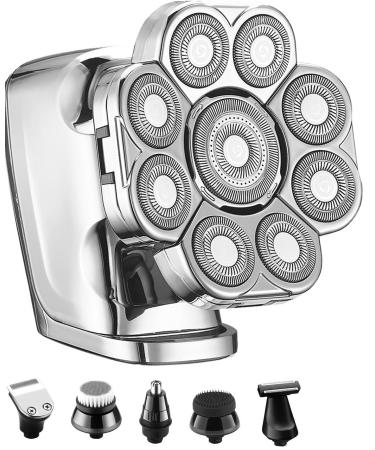Head Shavers for Bald Men 6 in 1 Beard Shaver 9D Bald Men Shaver Ipx6 Waterproof Razors Wet Dry USB Rechargeable Trimmer Grooming Kit Head Shavers for Men