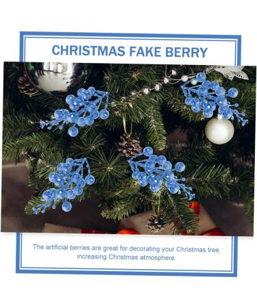 HOMSFOU 24 Pcs Christmas Imitation Berries Christmas Berries Picks Artificial Berry Twig Stem Gold Floral Picks Glitter Holly Berry Stem Xmas Red Fruit Home Decor Household Ribbon Foam Bluex2pcs 19X5X5CMx2pcs - Buy Online on GoSupps.com