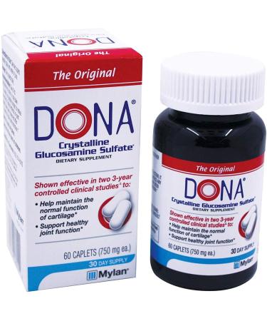 Dona Crystalline Glucosamine Sulfate, 750 Mg, 60 Count (Pack of 2 Total 120)
