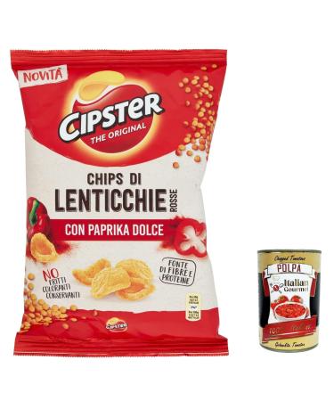 6x Cipster di Lenticchie Rosse alla Paprika red lens chips with paprika iconic shape and crispy taste 80 g