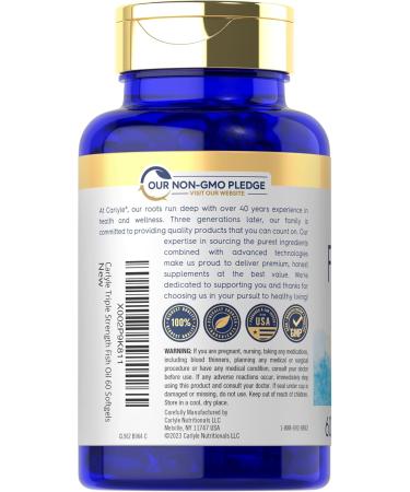 Carlyle Triple Strength Omega 3 Fish Oil | 1400mg | 60 Softgels | Non-GMO Gluten Free Supplement - Buy Online on GoSupps.com