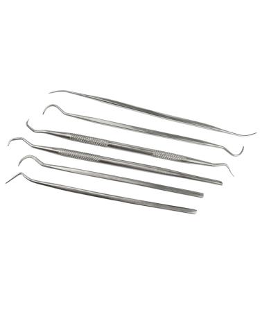 AB Tools Stainless Steel Dental Tool Set Dentist Teeth Kit Clean Hygiene 6pc Picks TE621