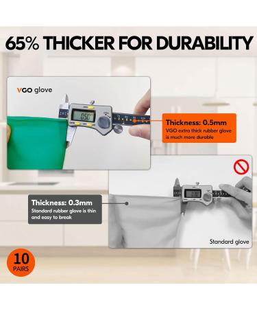 VGO 10 Pairs Reusable Kitchen Gloves - Long-Sleeved Multi-Functional Household Cleaning & Dishwashing - Green HH4601P1 - Buy Online on GoSupps.com