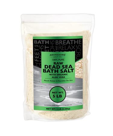 5 lbs RAW Dead SEA Salt with Organic Aloe Vera  not Cleaned  Still Contains All Dead sea Minerals Including Dead sea Mud  Fine Medium Grain Large resealable Bulk Pack 5 Pound (Pack of 1)