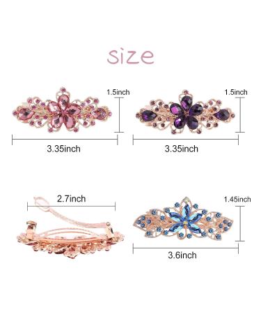 WHAVEL Flower Crystal Rhinestone Hair Barrettes - 4Pcs Luxury Spring French Clips for Women & Girls - Buy Online on GoSupps.com