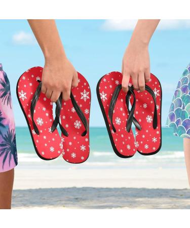 Mnsruu Red Snowflake Merry Christmas Flip Flops & Sandals | Cozy Home Slippers for Men & Women | Perfect for Spa & Travel - Buy Online on GoSupps.com