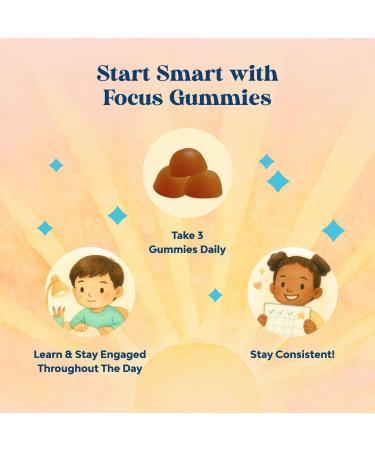 Kids Focus Gummies - Nootropics Brain Support Supplement for Kids with Green Tea Extract B6 & B12 Vitamins for Memory and Brain Focus - Herbal Concentration Chews for Children - 90 Count 90 Count (Pack of 1) - Buy Online on GoSupps.com