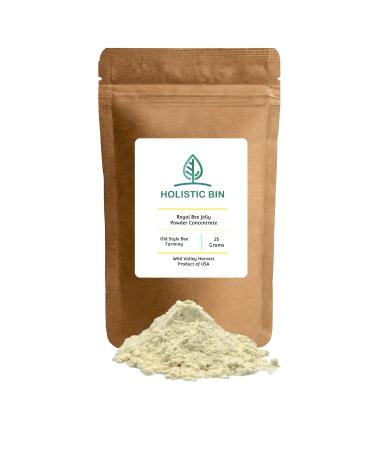 Royal Jelly Powder by Holistic Bin - 3X Concentration (25 Servings) Naturally Sourced from USA | Rich in Proteins (Collagen), Amino Acids, Probiotics, Natural Superfood