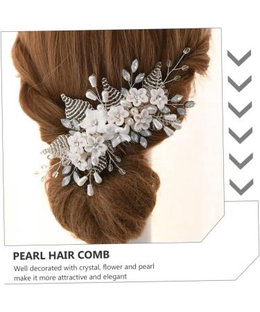 Ipetboom Pearl Hair Comb 1pc Bridal Headwear Crystal Pearl Bridesmaid The Flowers Hair Piece Silver Rhinestones - Buy Online on GoSupps.com