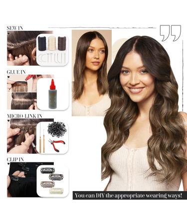 Vivien Brown Treat Real Hair Extensions - Remy Balayage 50cm | 100g Tress Extensions in Brunette to Chestnut Brown & Golden Brown #2/6/18 - Buy Online on GoSupps.com