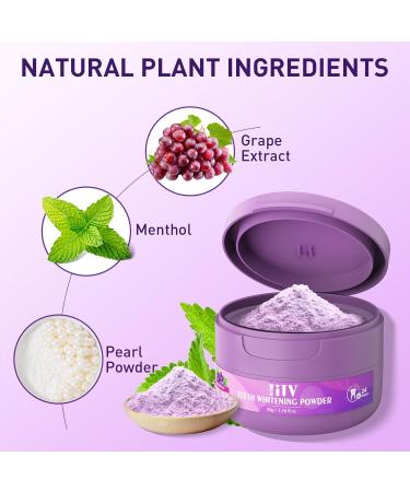 Purple Teeth Whitening Teeth Whitening Powder Grape & Mint Flavor Tooth Powder Natural Teeth Whitener Color Corrector Toothpaste for Tooth Stain Removal - Buy Online on GoSupps.com
