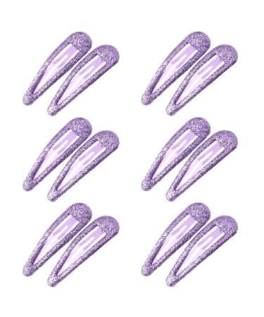 ZEVONDA Glitter Hair Snap Clips - Metal Hair Clips Colorful Glitter Sequin Hair Clips Barrettes Hair Styling Accessories for Toddlers Kids Girls Women Purple *12