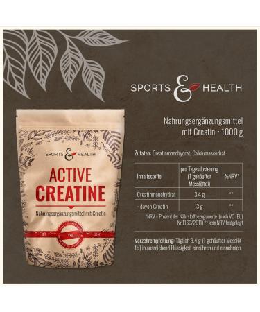 Active Creatine Monohydrate 1kg - Vegan Additive-Free 3g Creatine per Portion - High-Dosed Performance Boost - Buy Online on GoSupps.com