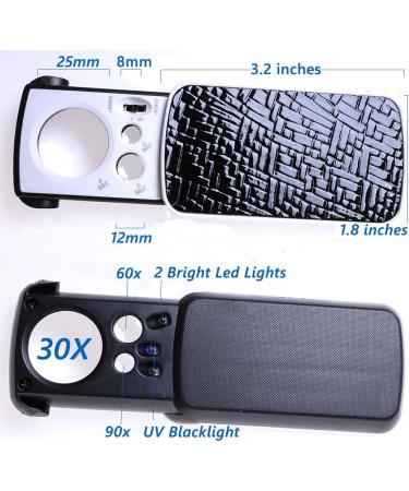DREAMZE 30X 60X 90X LED Jewelry Loupe with Light for Gems, Coins, Watches - Black - Buy Online on GoSupps.com