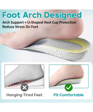 Brandone 1.0 Inch Orthopedic Insoles - Height Increase & Arch Support for Plantar Fasciitis Flat Feet Foot Pain Relief (Gray - Buy Online on GoSupps.com