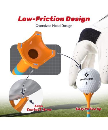 SAPLIZE Ultra Thick Plastic Golf Tees 50/100 Pack - 2-3/4 & 3-1/4 Inch for Stability and Durability - Reduce Friction - Includes 25pcs of Each Size - Buy Online on GoSupps.com