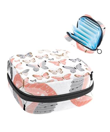 Butterfly Print Pattern Sanitary Napkin Storage Bag Portable Period Kit Bag Pad Pouches for Period Menstrual Cup Bag with Zipper Sanitary Pad Pouch for Women Teen Girls Ladies Color 15