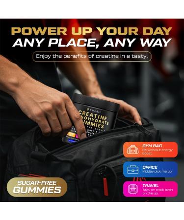 kukaly Creatine Monohydrate Gummies for Men & Women, 9000MG Creatine Gummies Sugar Free - Mixed Flavored with L-Taurine, BCAA 2:1, B12 B6 for Boost Strength, Focus & Endurance, Vegan, Non-GMO, 60pcs - Buy Online on GoSupps.com