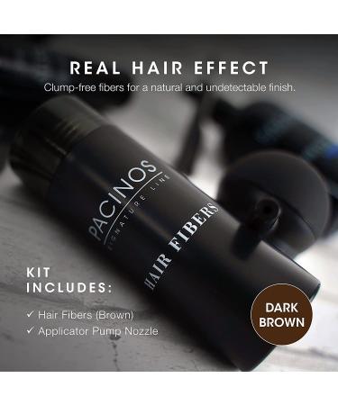 Pacinos Dark Brown Hair Fibers - Conceal Thinning Hair & Bald Spots, Fuller Appearance, with Applicator Pump Nozzle - Buy Online on GoSupps.com