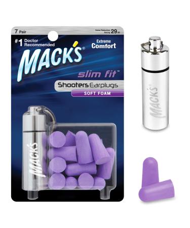 Macks Slim Fit Soft Foam Shooting Earplugs, 7 Pair with Travel Case  Small Ear Plugs for Hunting, Tactical, Target, Skeet and Trap Shooting