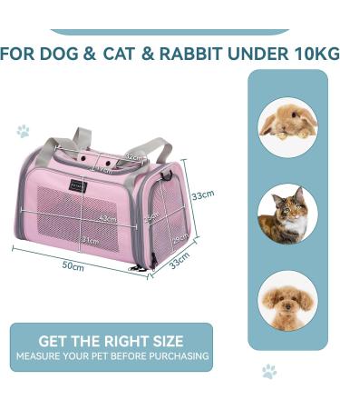 Petsfit Transport Box for Cats & Small Dogs - Foldable Dog Carrier Bag with Shoulder Strap & Expandable Bed - Portable Travel Bag in Pink - Large - Buy Online on GoSupps.com