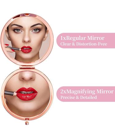 JCHCAMRY Engraved Compact Makeup Mirror - Rose Gold | Bridesmaid, Sister, Wedding, Friendship Gift - Buy Online on GoSupps.com