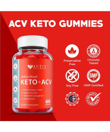Activ Keto ACV Gummies - 1000mg Vegan Formula with Apple Cider Vinegar & Vitamin B (60 Gummies) - Buy Online on GoSupps.com
