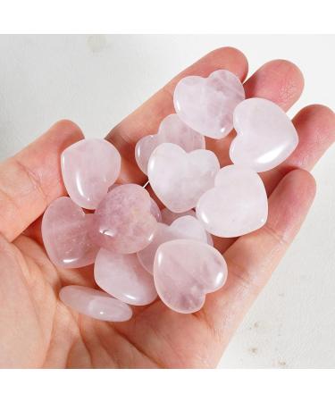 Healing Crystal Rose Quartz Heart Worry Stones for Reiki Meditation - 15pcs - Buy Online on GoSupps.com