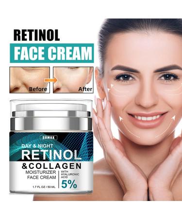 Advanced Retinol Collagen Cream | 5% Hyaluronic Acid Anti-Aging & Firming Cream for All Skin Types - Reduce Fine Lines & Wrinkles 24-Hour Care - Buy Online on GoSupps.com